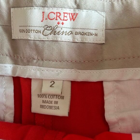 J. Crew Bright Red Broken Chino Shorts 5” inseam 100% Cotton Size 2 - Picture 6 of 6